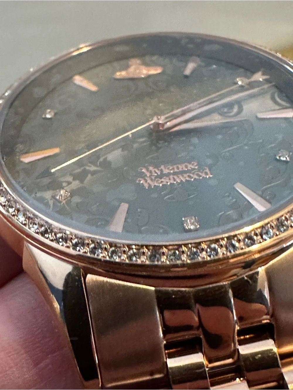 New Vivienne Westwood Wallace Rose Gold Crystal Swiss Watch w Box